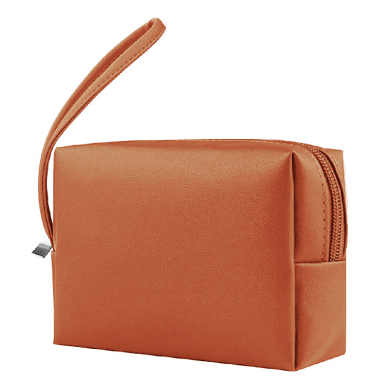 PU Leather Storage Bag Electronic Accessory Organizer with Hand Strap - Brown PU Leather Storage Bag Electronic Accessory Organizer with Hand Strap - Brown